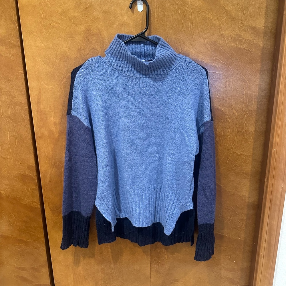 Time and Tru Blue and Navy Turtleneck Sweater